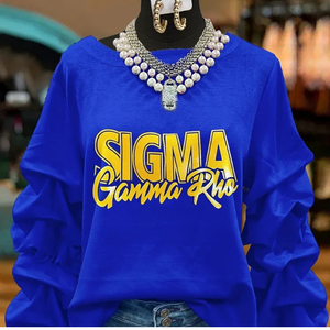 เสื้อสเวตเชิ้ตพิมพ์ลายคลาสสิค Sigma Gamma Rho Sorority สีน้ำเงิน พรีเมียม คอกลม สวมใส่สบาย แฟชั่นเสื้อผ้าสไตล์กรีก - Product Image 1