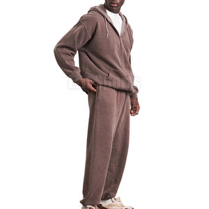 2026 New Design Winter Acid Wash <b>Tracksuit</b> Breathable Soft Fabric Casual Wear Hooded Drawstring Closure Men's Low Price - Product Image 3