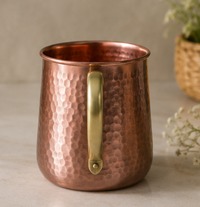 Hammered <b>Copper</b> <b>Mug</b> With Brass Handle Vintage Style Vintage Insulated Barrel Cocktail Drinkware with Brass Handle Drinkware - Product Image 4