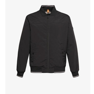 Men's Black Varsity Jacket Windproof <b>Covered</b> <b>Button</b> Closure O-Neck Collar Casual Style High Street Thick Winter Wear - Product Image 1