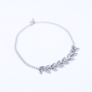 Pulsera de Cadena con Hojas en Tono Plateado para Mujer, Ajustable, Protección para el Tobillo, Pulsera Fina Ajustable, Regalo Moderno, Joyería al por Mayor - Product Image 1