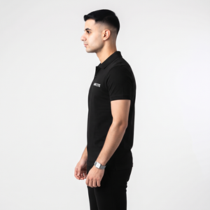 Chemises polo homme manches courtes haute qualité, logo personnalisé, t-shirt polo homme couleur noire unie pour homme - Product Image 3
