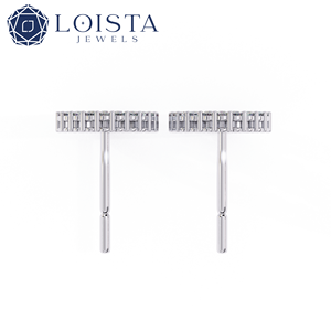 Pendientes de Aro con Diamantes LOISTA, Corte Brillante Redondo, Color G, Oro Blanco Natural, Clásicos para Mujer, Certificados por GIA - Product Image 3