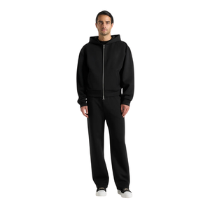 Conjunto Deportivo para Hombre con Sudadera con Capucha y Cremallera Completa, Pantalones Anchos con Cordón en la Cintura, Bolsillos con Abertura Lateral, Estilo Relajado, 2 Piezas, Venta al Por Mayor, Personalizable OEM - Product Image 1