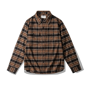 Chemise à carreaux pour homme, manches longues, 100% coton flanelle, col rabattu, boutonnée, manches longues, vêtement d'hiver, chemise en flanelle effet vieilli - Product Image 3