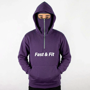 Sweat à capuche confortable à manches longues en polaire respirant et écologique avec couvre-visage intégral - Product Image 1
