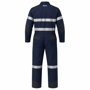 Navy Blue Black Hi Vis Industrial <b>Waterproof</b> Unisex <b>Work</b> Coverall Heavy Duty Spandex Mechanic Overall Reflective Tape Reinforced - Product Image 2