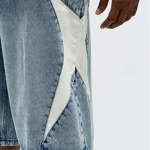 Shorts cargo en jean pour hommes, personnalisés, avec cordon de serrage, poches en maille, tricoté uni, délavé, style décontracté, fabriqués au Pakistan - Product Image 3