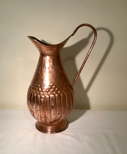 Vintage <b>Copper</b> Pitcher With Floral Engraving And Curved <b>Handle</b> For Drinks Custom Height Durable Metal Design - Product Image 2