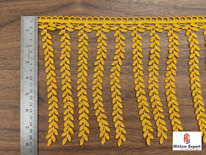 Borde Decorativo con Flecos Bordados en Amarillo, Diseño de Hojas, para Cortinas y Manualidades - Product Image 3