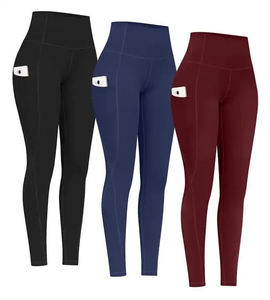 Women High Waist <b>Black</b> Yoga <b>Leggings</b> Full Length Solid Color <b>with</b> Side <b>Pocket</b> Gym Workout Pants - Product Image 5