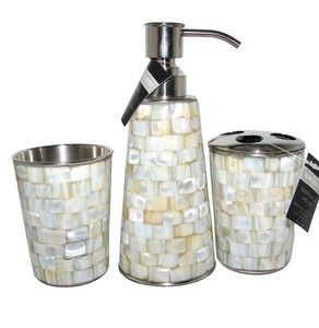 Premium White MOP <b>Bathroom</b> <b>Accessories</b> <b>Set</b> Luxurious Soap Dispenser Tumbler Soap Dish Tray <b>Bathroom</b> Organizer Wholesale Gift - Product Image 6