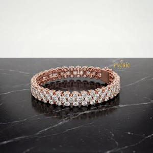 โรสโกลด์ เงินสเตอร์ลิง คลาสสิค ประดับเพชรแล็บโกรว์สองแถว หรูหรา สง่างาม ระยิบระยับ เหมาะสำหรับวันครบรอบและงานหมั้น - Product Image 1