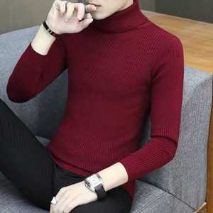 Pull col roulé slim fit pour homme, tricot côtelé, anti-plis, teint uni, vente en gros, OEM - Product Image 6