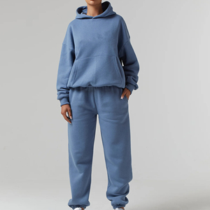 Conjunto Deportivo de 2 Piezas para Mujer, Chaqueta y Pantalón de Forro Polar, Cuello Alto con Cremallera, Estilo Casual, Color Sólido, Ajuste Regular para Todas las Temporadas - Product Image 2