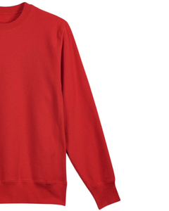 <b>Women's</b> <b>Red</b> Crew Neck <b>Sweatshirt</b> 100% Cotton Knitted Solid Color Regular Fit Autumn Wear - Product Image 6