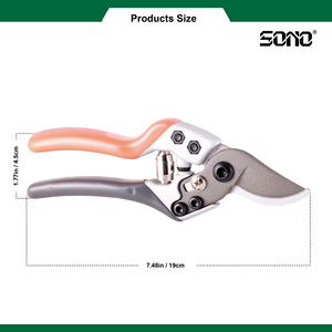 SONO G103 Industrial DIY Right-Handed Bypass Pruning Shears Aluminum Alloy Handles PVC Grips <b>PTFE</b> Coated Carbon Steel Black 1 - Product Image 4