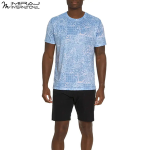 เสื้อยืดลำลองฤดูร้อน เนื้อผ้านุ่ม ระบายอากาศได้ดี สำหรับใส่ทุกวัน ปรับแต่งได้ ลายกระเบื้องสีฟ้าอ่อน พิมพ์ลายแบบ Sublimation สำหรับผู้ชาย - Product Image 2