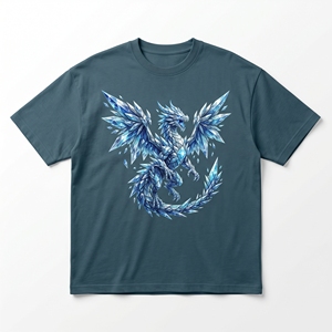 Camiseta Personalizada con Gráfico de Dragón de Hielo, Gris Carbón, para Hombre, con Estampado de Dragón de Cristal - Product Image 2