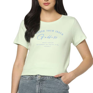 เสื้อยืดคอกลมคุณภาพสูง พิมพ์ลายสกรีน โลโก้สั่งทำ ผ้าฝ้าย 100% สำหรับผู้หญิง เนื้อผ้าหนา ระบายอากาศได้ดี - Product Image 1