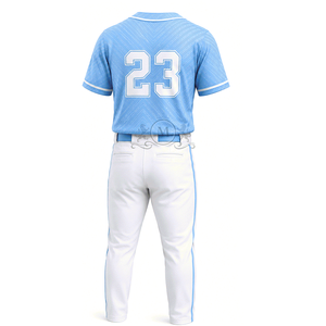 Men's Baseball Uniform Jersey With Number 23 <b>Screen</b> Printed Light Blue Short Sleeve White Pants Breathable <b>Mesh</b> Material - Product Image 6