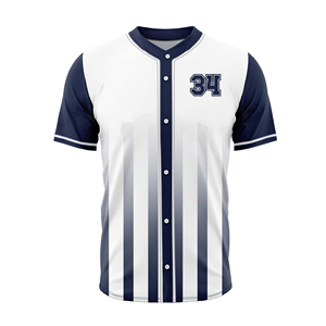 Custom Baseball Jersey <b>White</b> Green Striped Full Sleeve Others Neck 100% Polyester Breathable Unisex Adult Size Winter Front - Product Image 2