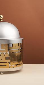 Plat de service élégant en acier inoxydable doré découpé au laser, chauffe-plat rond avec couvercle en dôme, style arabesque de luxe - Product Image 5