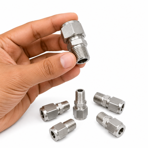 Conectores de Tubería de Acero Inoxidable con Doble Férula y Rosca Macho, Mecanizados por CNC, Certificados ISO9001, para Construcción, Varios Tamaños (1/8''-1/2'') - Product Image 3