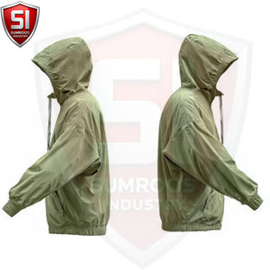 Blouson bomber à capuche pour homme, léger, en polyester, coupe-vent, décontracté, vêtement d'extérieur pour l'automne, avec poches, fermeture éclair, couleur unie - Product Image 2