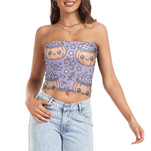 Sublimation Tube Top for Women Cute Lavender Strapless Cropped Top Perfect for <b>Costume</b> Party Wear cheap price best selling - Product Image 1