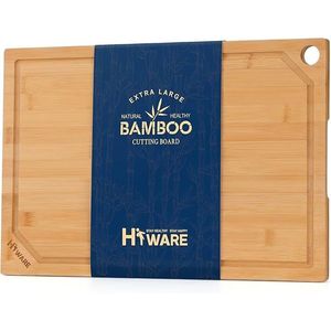 Planche à découper extra large Hiware 100% bambou biologique, robuste, avec rainure pour les jus, pour la cuisine - Product Image 1