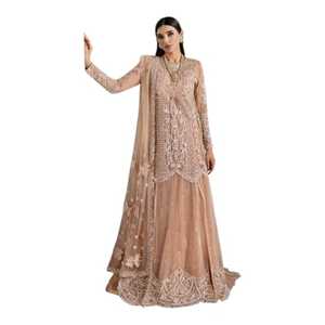 ชุดเดรส Anarkali Lehenga Choli แบบยาวประดับประดาอย่างหรูหราสไตล์ปากีสถาน สำหรับผู้หญิง ชุดเจ้าสาวงานแต่งงาน ชุดงานเลี้ยงสุดหรู ผ้าอะคริลิกกันยับ - Product Image 1
