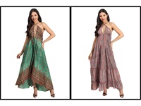 Nouvelle Robe Longue Décontractée en Soie Imprimée à Pois et Fleurs Style Bohème Y2K, Coupe Trapèze, Taille Naturelle, Logo Tissé, Lavable, Idéale Automne