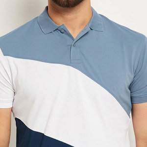 Polo à manches courtes en tricot pour homme, style décontracté, bleu et blanc, faible MOQ, polos pour homme - Product Image 6