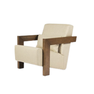 Canapé de jardin minimaliste moderne Coussin en tissu en bois Chaises de jardin Canapé un siège Prix de gros - Product Image 1