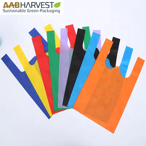 Prix bas T-shirt personnalisé coloré en matériaux recyclés HDPE/LDPE Sacs à provisions Gravure Impression directe Supermarché d'usine - Product Image 1