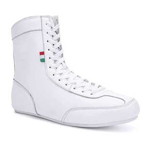 Chaussures de boxe montantes noires en similicuir respirantes à lacets, à prix abordable et avec service OEM/ODM - Product Image 4