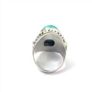 Handcrafted <b>925</b> <b>Silver</b> <b>Ring</b> With Oval Turquoise Gemstone Vintage Designer Jewelry Collection JAIPUR <b>SILVER</b> - Product Image 4