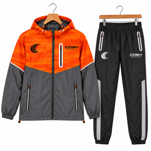 Custom Windbreaker Set <b>Spandex</b> Nylon Tracksuit unisex Lightweight Hooded Jacket <b>Pants</b> Water Resistant Outdoor Sportswear - Product Image 1