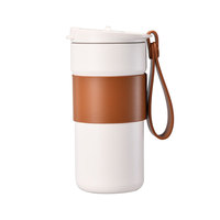 Gobelet isotherme en acier inoxydable 304 de 450 ml avec revêtement céramique, tasse de voyage portable avec poignée de sécurité