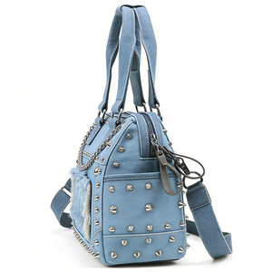 Bolso de Lona de Gran Capacidad, Moderno y a la Moda, con Cadena para el Hombro, Cierre de Cremallera, Decoración, Estilo Casual - Product Image 5