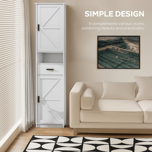 69\" Tall Bathroom Storage Cabinet 2 Barn Doors 1 Drawer Adjustable <b>Shelves</b> <b>Narrow</b> Storage <b>Unit</b> Floor Cabinet Bathroom Furniture - Product Image 2