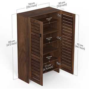 Meuble à chaussures Wimzoe au design moderne en bois d'ingénierie, à deux portes, avec étagères fermées pour le rangement des pantoufles et des chaussures - Product Image 5
