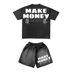 Venta al por mayor de conjuntos de camisetas y pantalones cortos para hombre, diseño nuevo, 100% algodón, con impresión de logotipo personalizada, conjunto de verano para hombre. - Product Image 2