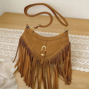 Premium Genuine Leather Fringe Handbag for Women – Vintage Boho Style Shoulder <b>Bag</b> with Tassels & <b>Studded</b> Detail - Product Image 5