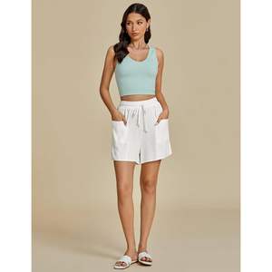 2025 Trendy High Waisted Linen <b>Shorts</b> <b>for</b> <b>Women</b> Casual Summer Pull-On Drawstring Beach Loose Fit Pockets Hot <b>Shorts</b> Pattern - Product Image 6
