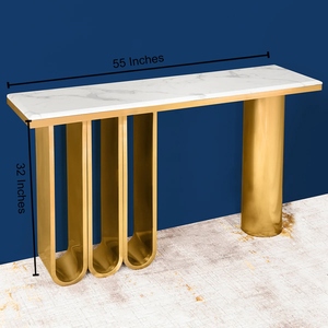 Mesa consola de diseño moderno y estilo lujoso con detalles en latón con pátina de bronce, consola de pasillo de diseño contemporáneo. - Product Image 5