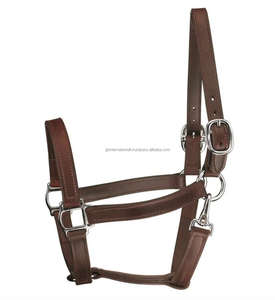 Cabestro de caballo de cuero de brida inglés negro y marrón con doble costura y accesorios ajustables en todos los tamaños personalizados - Product Image 4
