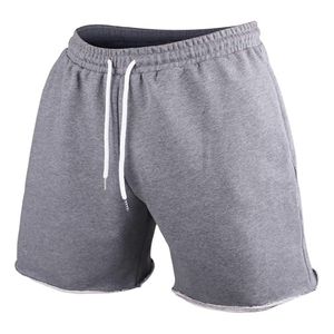 Shorts Bermuda pour homme, couleur unie gris, cordon de serrage, taille élastique, tricot en coton respirant, vêtements de sport décontractés - Product Image 3