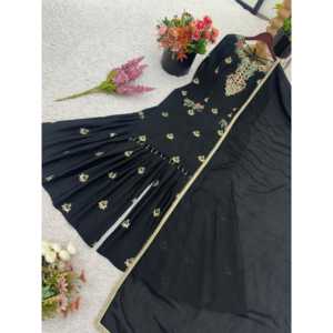 Designer Heavy Embroidery Sequence Work Top- Sharara and Dupatta <b>African</b> <b>Clothing</b> - Product Image 4